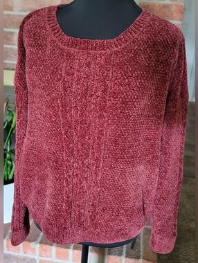 Cozy Chenille Knit Sweater - Burgundy